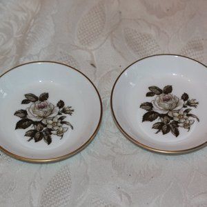 2 Royal Worcester Fine Bone China Pin Dish Butter Pat Trinket Florals